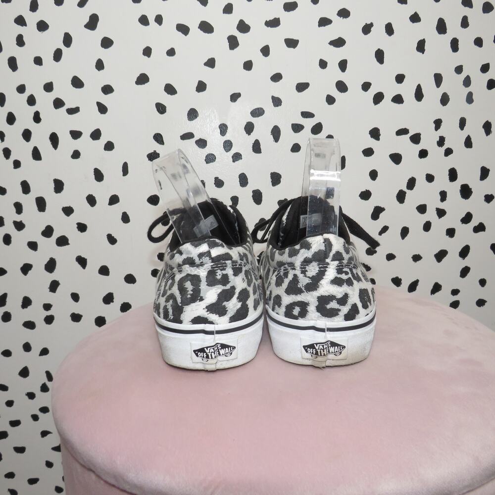 Vans White Snow Leopard Print Low Top Sneakers - Picture 5 of 8